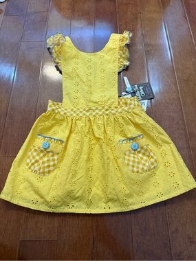 Matilda Jane Yellow Eyelet & Gingham Pocket Dress